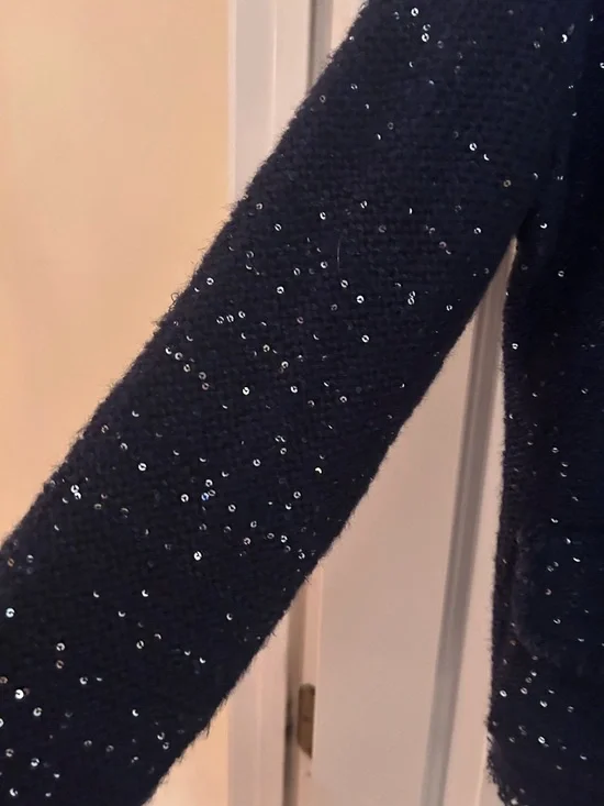 Sioni Deep Navy Sequin Knit Sweater XL - Picture 7 of 14